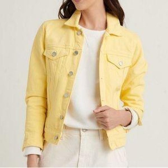 TALBOTS:  Classic Jean Jacket - yellow - Picture 1 of 7